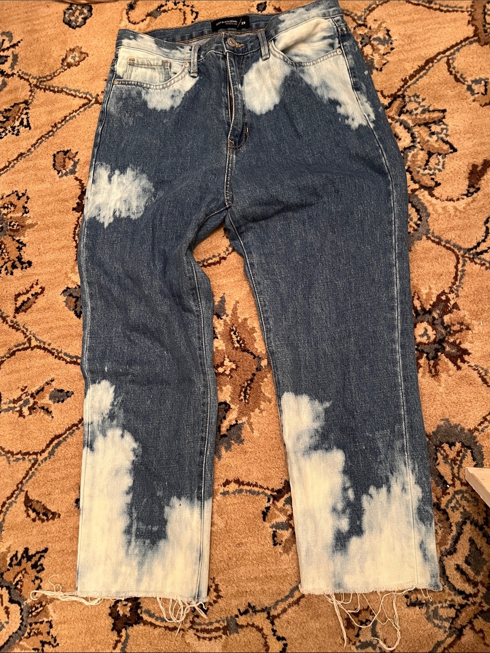 Just Black Denim Blue and White Tie-Dye Straight wide, cropped Jeans - Picture 1 of 2
